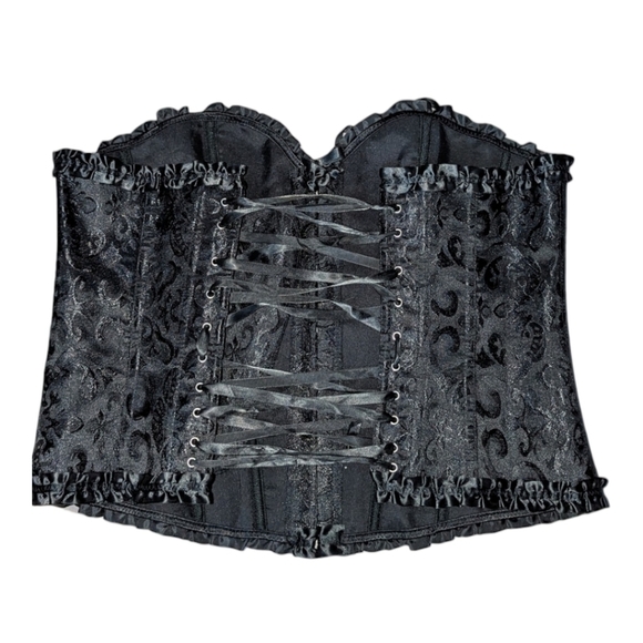 S - XL • Jacquard Lace Up Bustier Top Boned Overbust Corset • NWOT - Picture 7 of 8